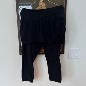 Athleta Black Leggings with Skirt Overlay